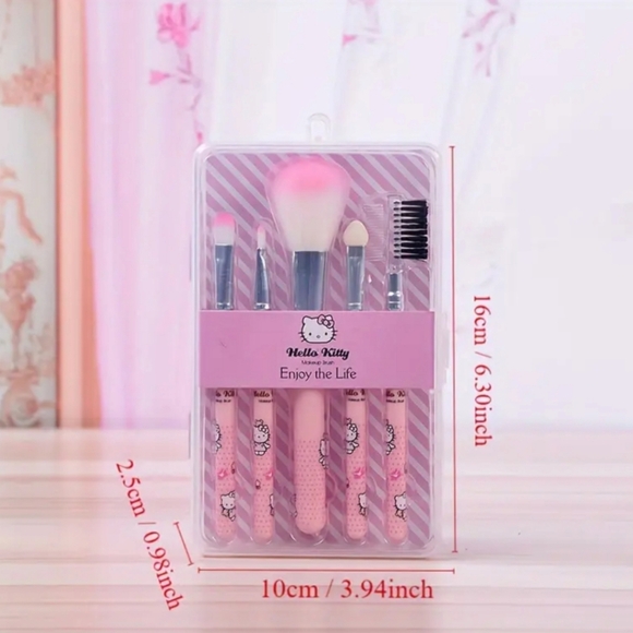 HELLO KITTY " Enjoy The  Life" 5-Piece Makeup Brush Set - Picture 8 of 10